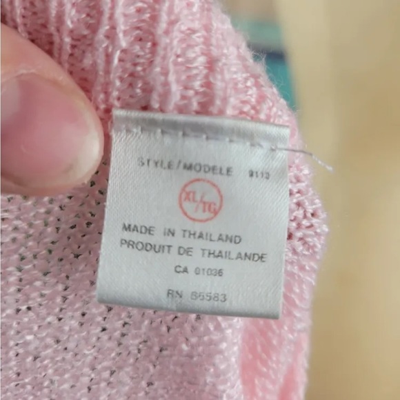 BARBRA SUE vintage baby pink cardigan, floral/pearl embroidery, Made in Thailand - Picture 7 of 7